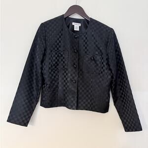 Vintage 90s Talbots Black Checkerboard Jacquard Blazer